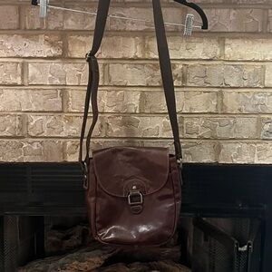 Brown Leather Crossbody Messenger Bag
